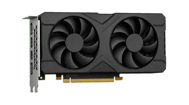 Illustrative dual-fan desktop graphics card